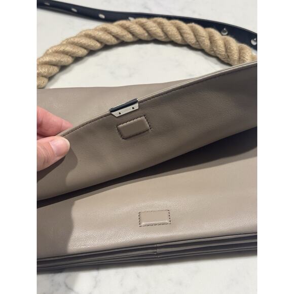 All Saints Harri Crossbody Bag Tan Black Rope Handle Purse Handbag Allsaints - Picture 6 of 13